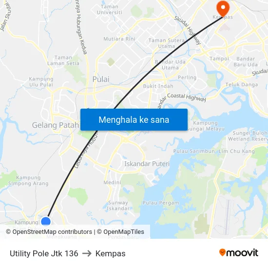 Utility Pole Jtk 136 to Kempas map