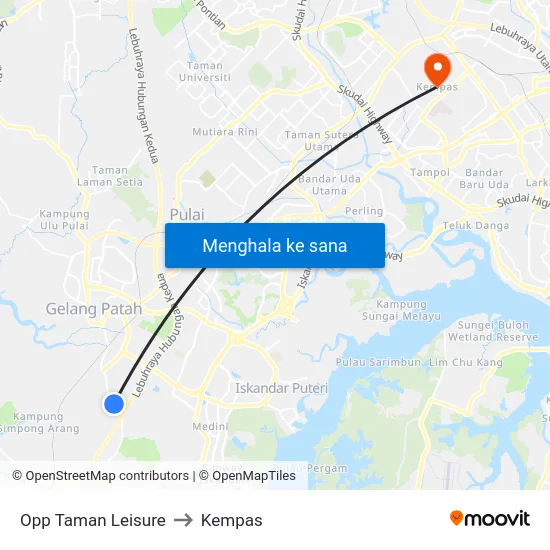 Opp Taman Leisure to Kempas map