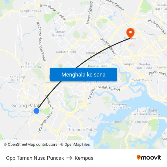 Opp Taman Nusa Puncak to Kempas map