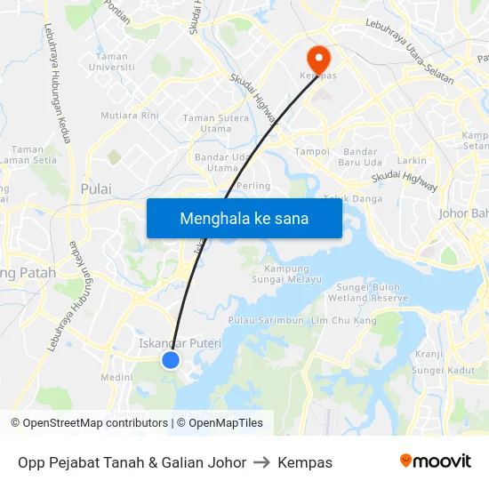 Opp Pejabat Tanah & Galian Johor to Kempas map