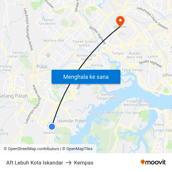 Aft Lebuh Kota Iskandar to Kempas map
