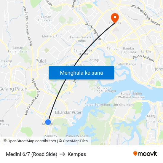 Medini 6/7 (Road Side) to Kempas map