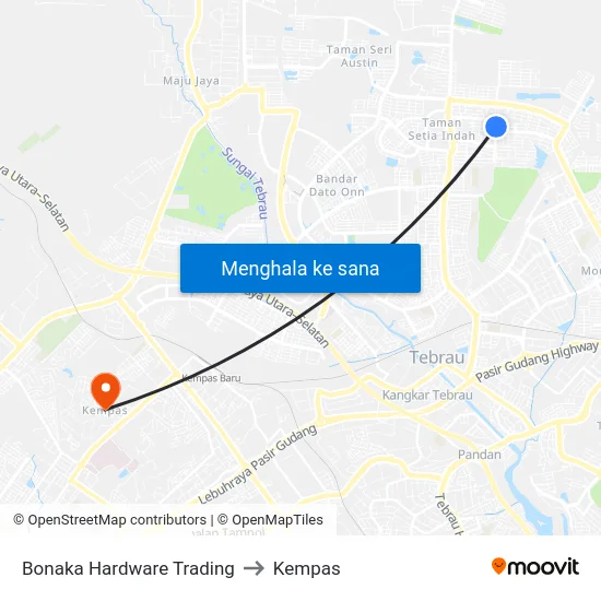 Bonaka Hardware Trading to Kempas map