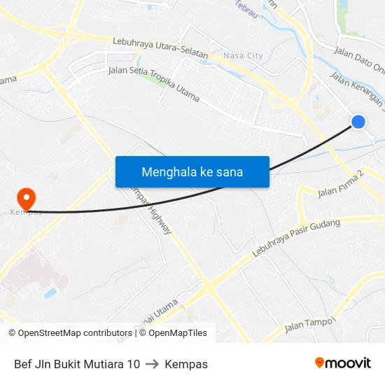 Bef Jln Bukit Mutiara 10 to Kempas map