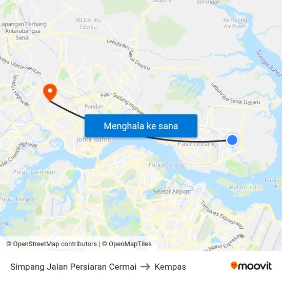 Simpang Jalan Persiaran Cermai to Kempas map