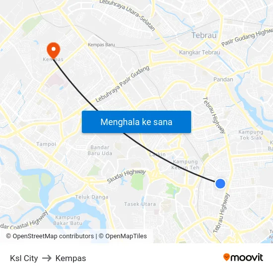 Ksl City to Kempas map