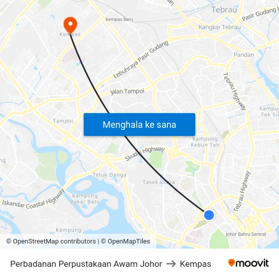 Perbadanan Perpustakaan Awam Johor to Kempas map