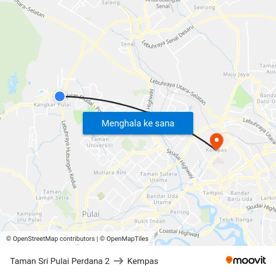 Taman Sri Pulai Perdana 2 to Kempas map