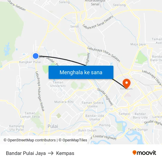 Bandar Pulai Jaya to Kempas map