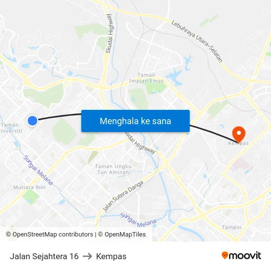 Jalan Sejahtera 16 to Kempas map