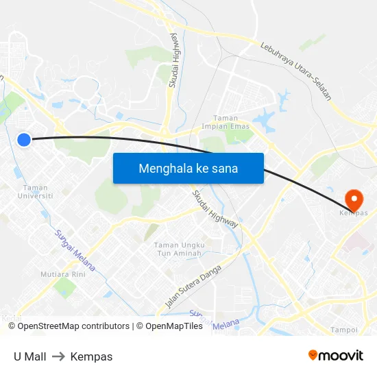U Mall to Kempas map