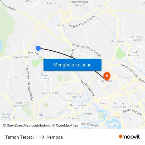 Taman Teratai 1 to Kempas map