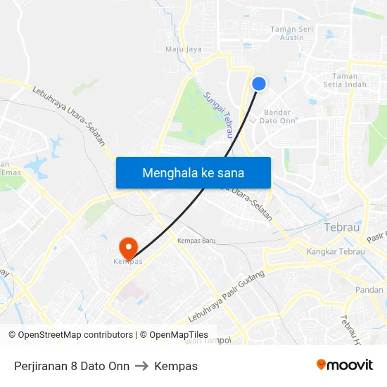 Perjiranan 8 Dato Onn to Kempas map