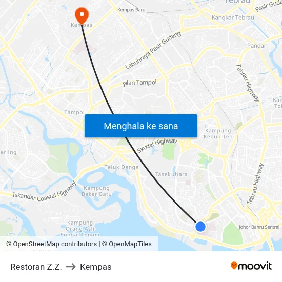 Restoran Z.Z. to Kempas map