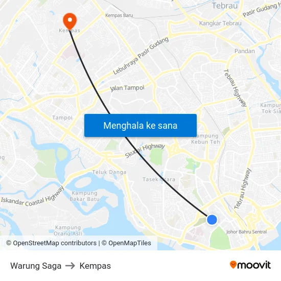 Warung Saga to Kempas map
