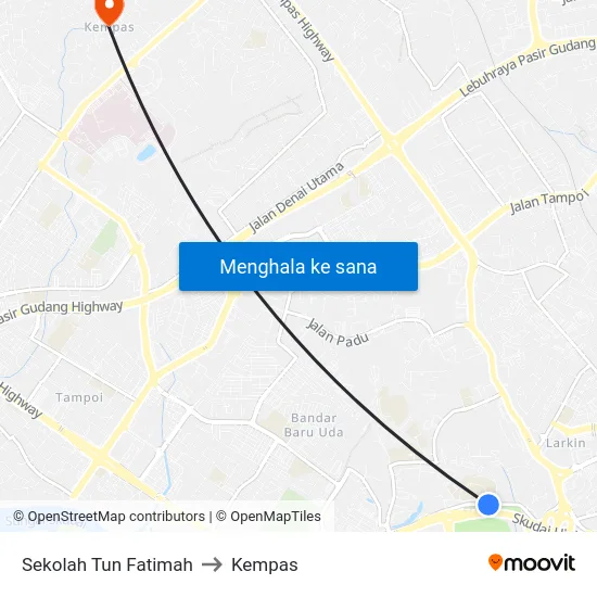 Sekolah Tun Fatimah to Kempas map