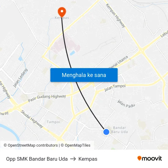 Opp SMK Bandar Baru Uda to Kempas map