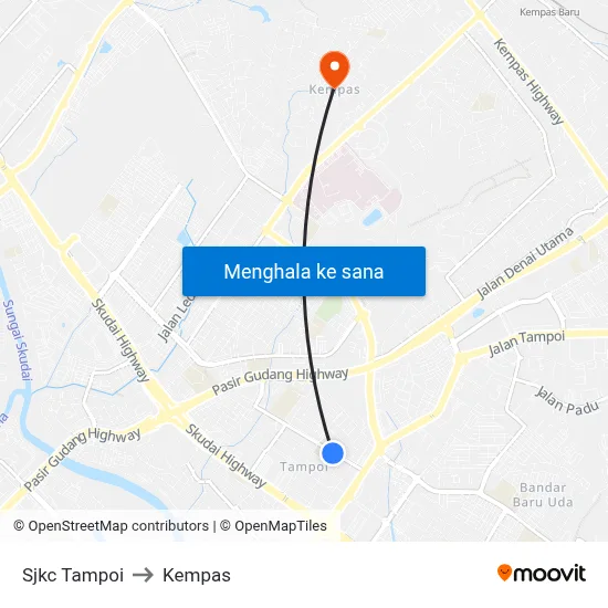 Sjkc Tampoi to Kempas map