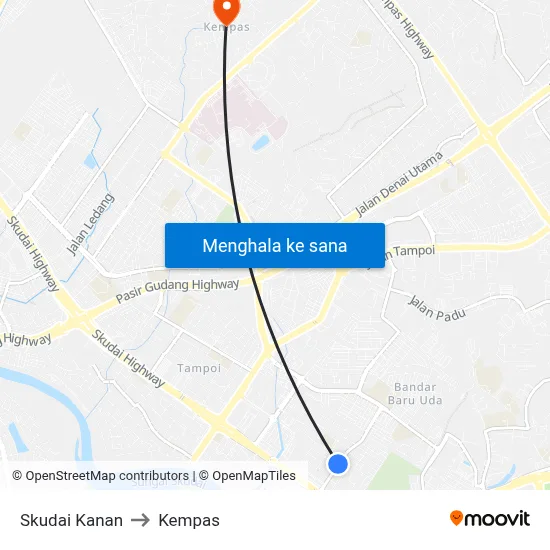 Skudai Kanan to Kempas map