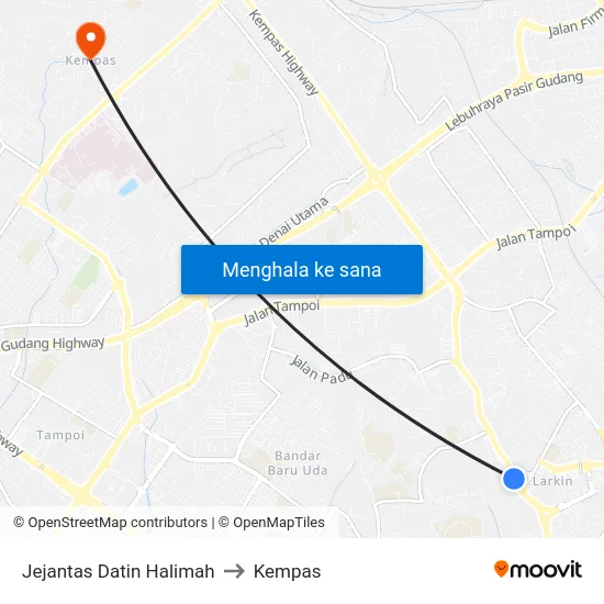 Jejantas Datin Halimah to Kempas map