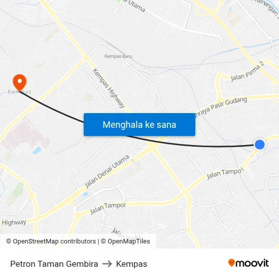 Petron Taman Gembira to Kempas map