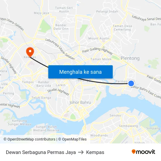 Dewan Serbaguna Permas Jaya to Kempas map
