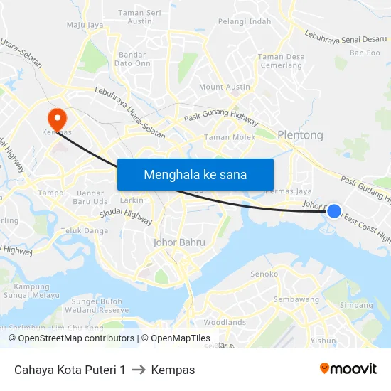 Cahaya Kota Puteri 1 to Kempas map
