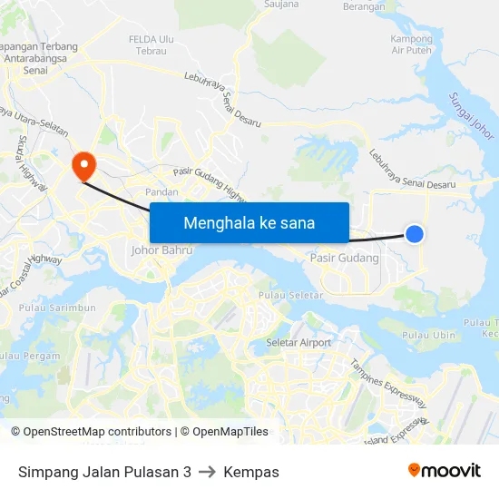 Simpang Jalan Pulasan 3 to Kempas map
