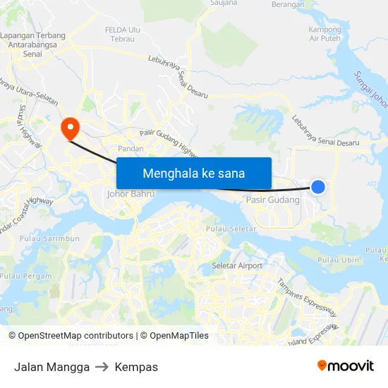 Jalan Mangga to Kempas map