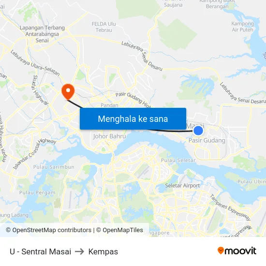 U - Sentral Masai to Kempas map