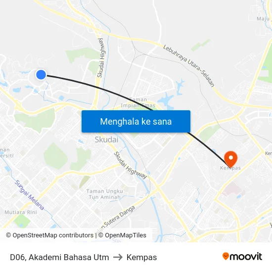 D06, Akademi Bahasa Utm to Kempas map