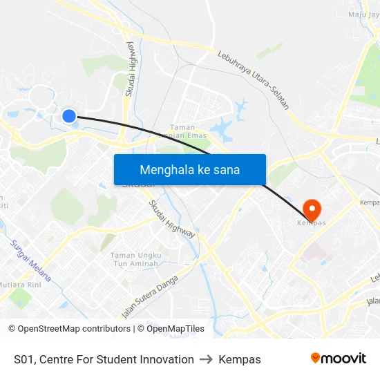 S01, Centre For Student Innovation to Kempas map