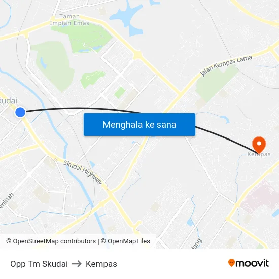 Opp Tm Skudai to Kempas map