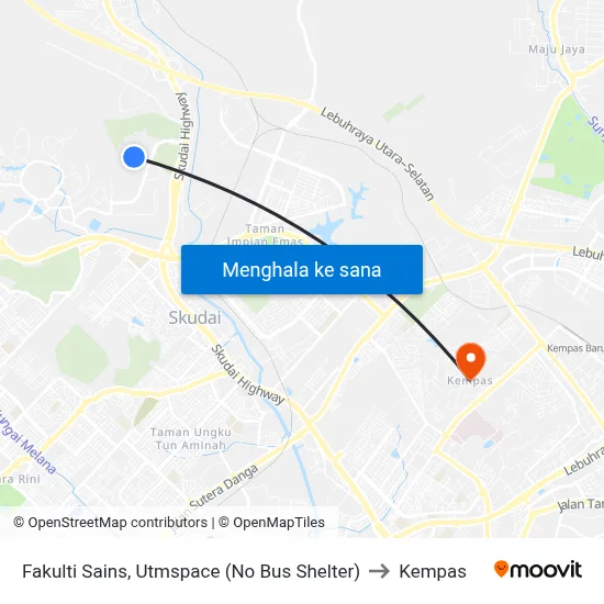Fakulti Sains, Utmspace (No Bus Shelter) to Kempas map