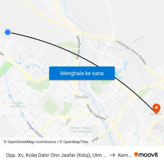 Opp. Xc, Kolej Dato' Onn Jaafar (Kdoj), Utm (No Bus Shelter) to Kempas map