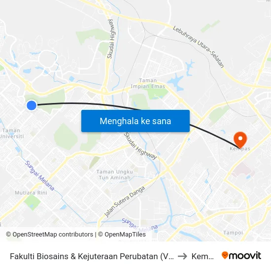 Fakulti Biosains & Kejuteraan Perubatan (V01), Utm to Kempas map