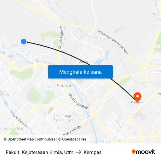 Fakulti Kejuteraaan Kimia, Utm to Kempas map