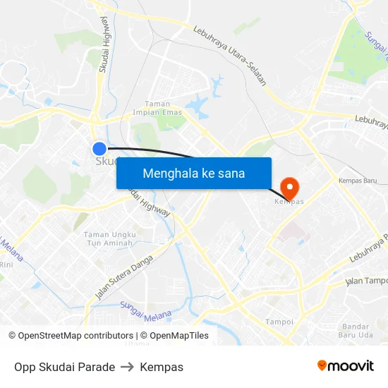 Opp Skudai Parade to Kempas map
