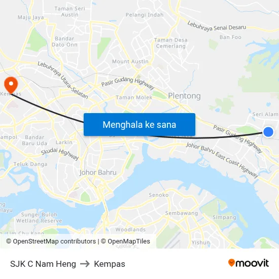 SJK C Nam Heng to Kempas map