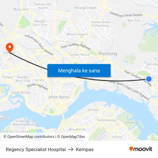 Regency Specialist Hospital to Kempas map