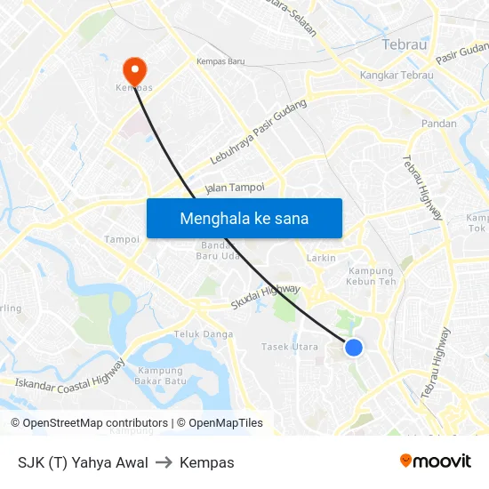 SJK (T) Yahya Awal to Kempas map