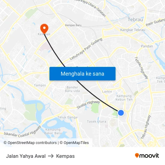 Jalan Yahya Awal to Kempas map