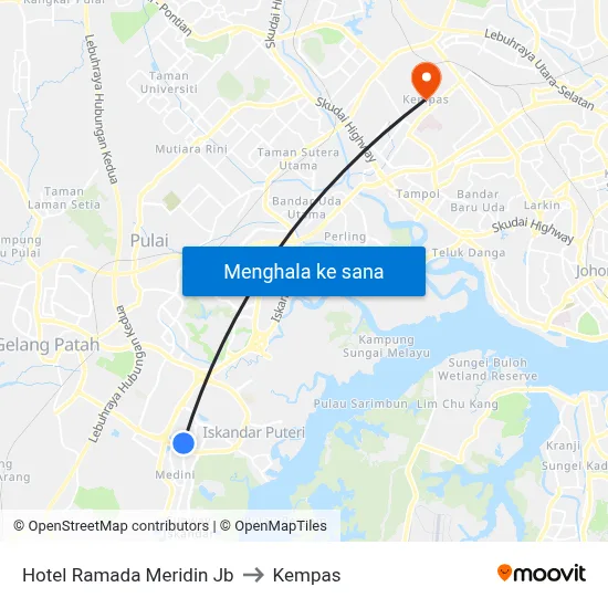 Hotel Ramada Meridin Jb to Kempas map
