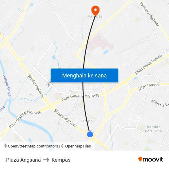 Plaza Angsana to Kempas map