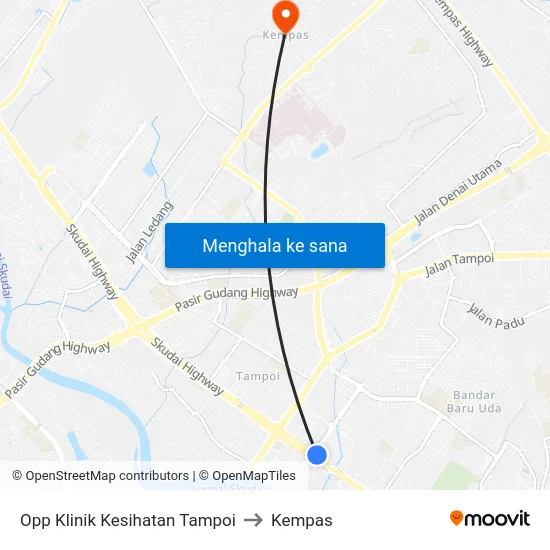 Opp Klinik Kesihatan Tampoi to Kempas map