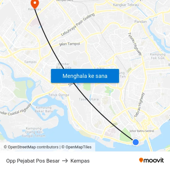 Opp Pejabat Pos Besar to Kempas map