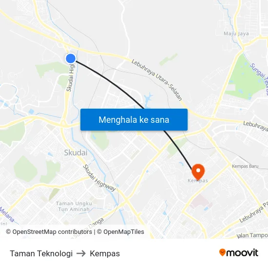 Taman Teknologi to Kempas map