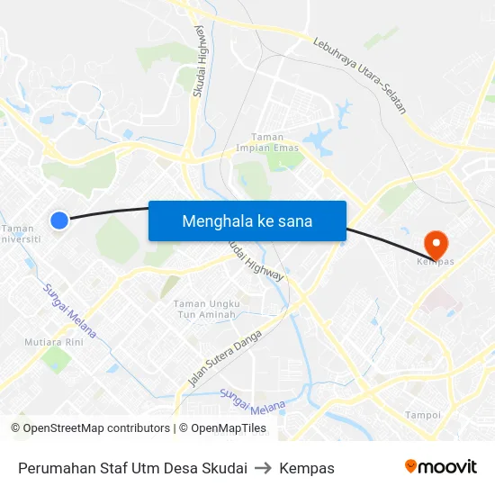 Perumahan Staf Utm Desa Skudai to Kempas map