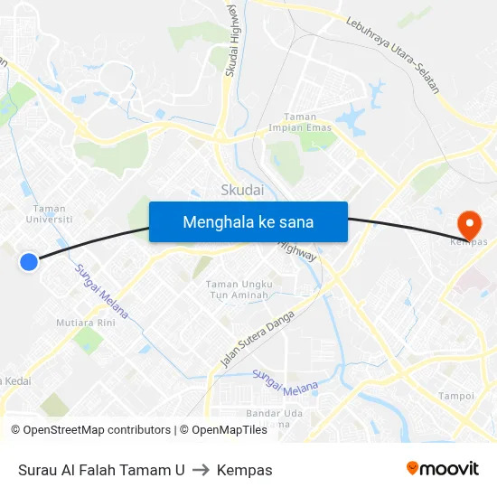 Surau Al Falah Tamam U to Kempas map