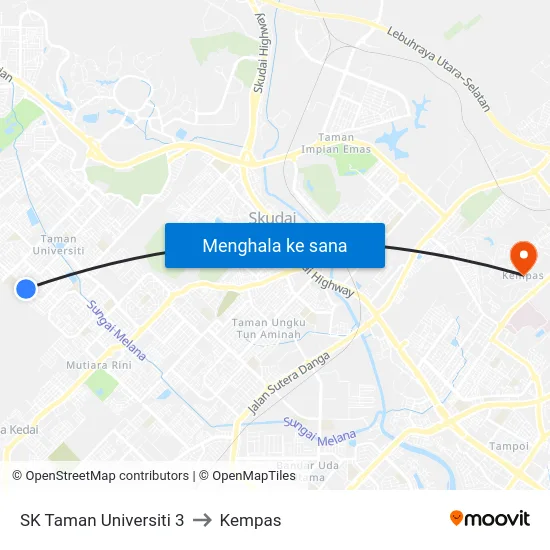 SK Taman Universiti 3 to Kempas map